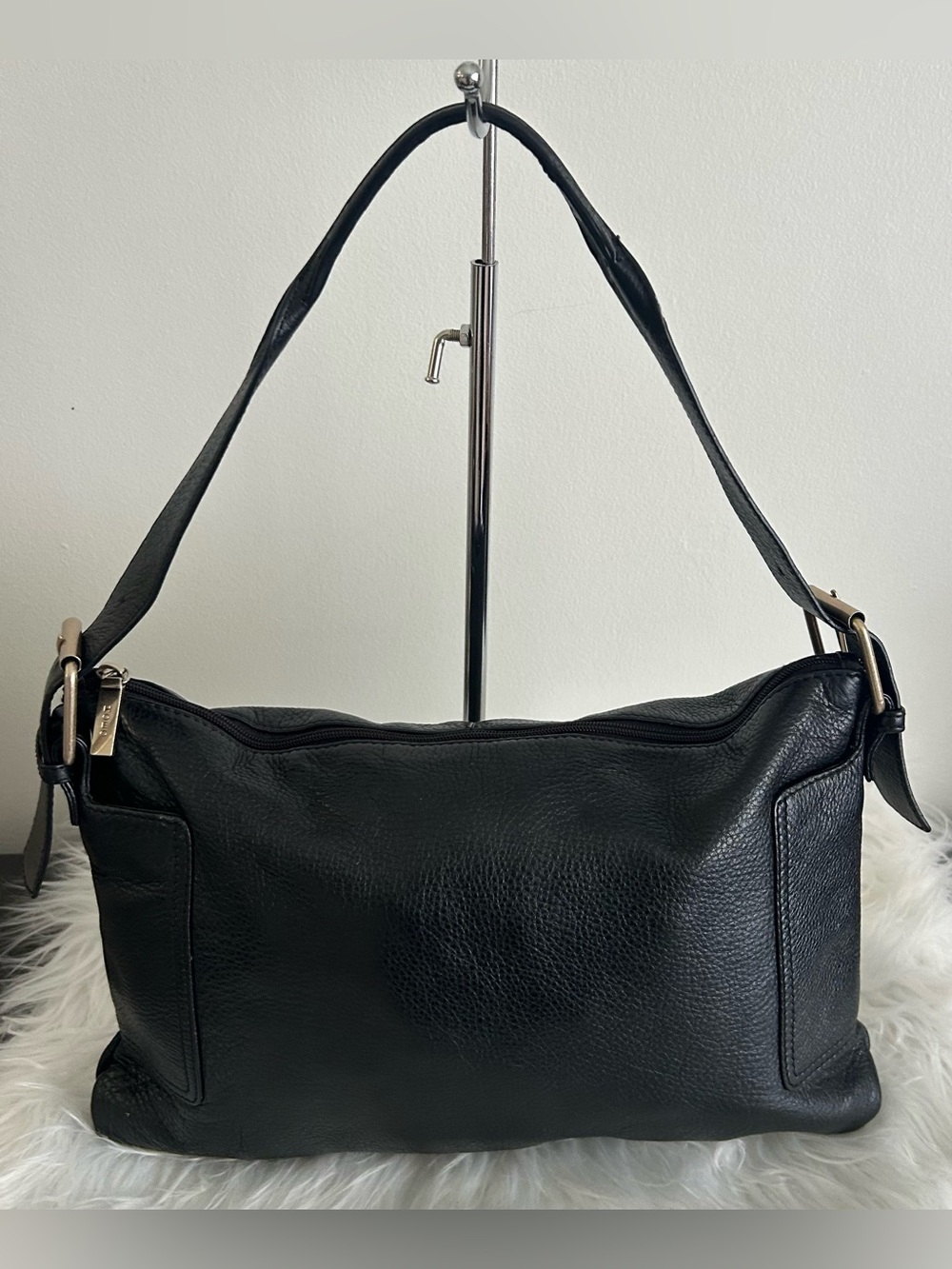 HOBO Black Pebbled Leather Zip Top Shoulder Bag Soft Leather Purse - Picture 6 of 11